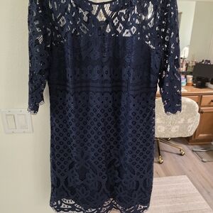 Taylor Navy Long Sleeve Lace Dress